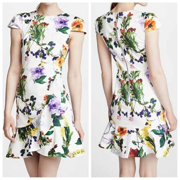 Alice + Olivia Dresses & Skirts - Alice + Olivia Kirby Floral Ruffle Hem Dress